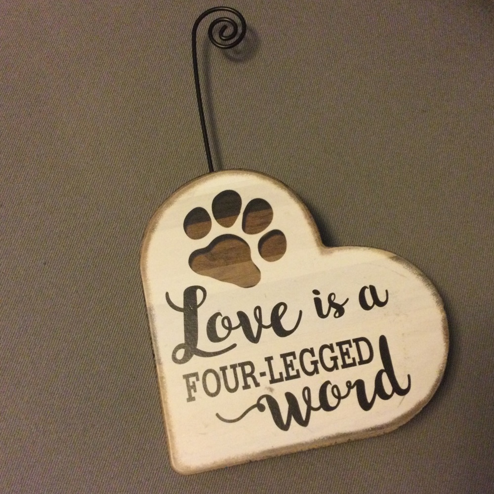 “Love is a Four-Legged Word” heart pet dog cat photo picture holder frame